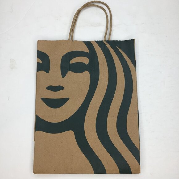 Starbucks Mermaid Environmental Eco-Friendly Brown Black Paper Bag With Handles - Picture 4 of 9